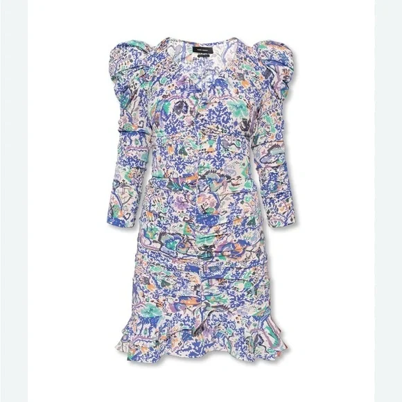 Isabel Marant Étoile Bireya Silk-Blend Mini Dress Size 40/ US 8 NWT - Picture 4 of 12